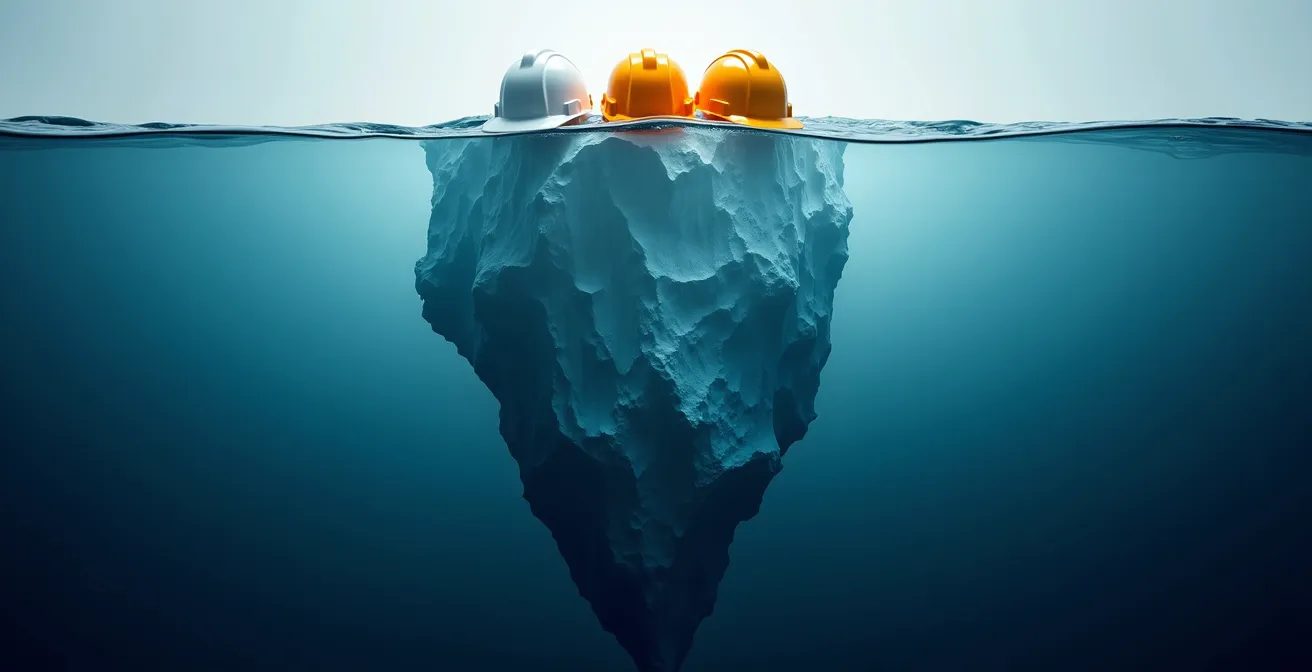 Représentation visuelle des coûts cachés d'une faute inexcusable pour une entreprise du BTP