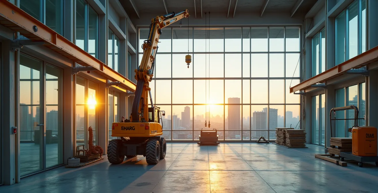 Robot de manutention avec système de ventouses sur un chantier de construction