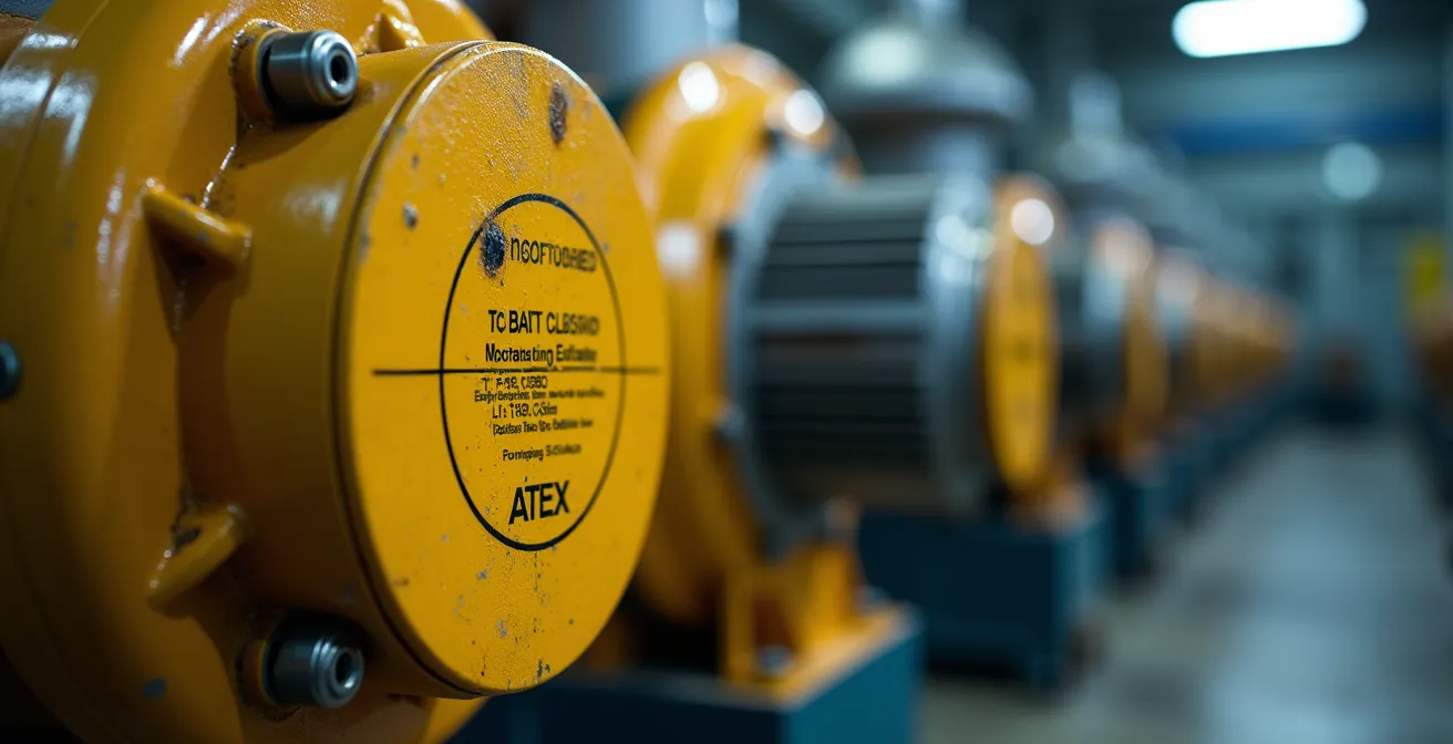 Comparaison visuelle entre équipements standards interdits et équipements ATEX autorisés